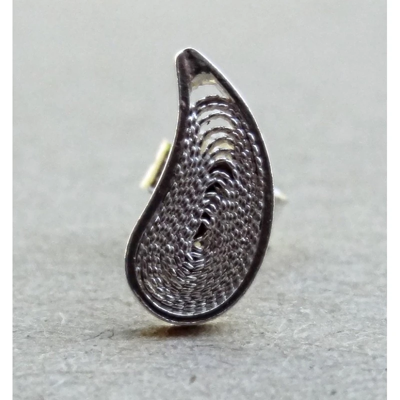 Boucles D'oreille Tige Feuille En Filigrane D'argent - Micotiti â Image 2