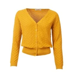 Cardigan Gerdy Moutarde En Coton Bio - Froy And Dind