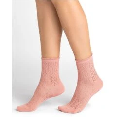 Chaussettes Courtes Boheme Ajourées En Coton - Bleu Forêt