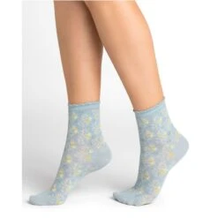 Chaussettes Courtes Liberty Nuages En Coton - Bleu Forêt