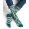 Chaussettes En Coton Marinière Urban Vert-écru - Bleu Forêt