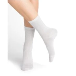 Chaussettes En Soie Unie Neige - Bleu Forêt