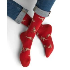 Chaussettes Kangourous Rouge En Coton - Bleu Forêt
