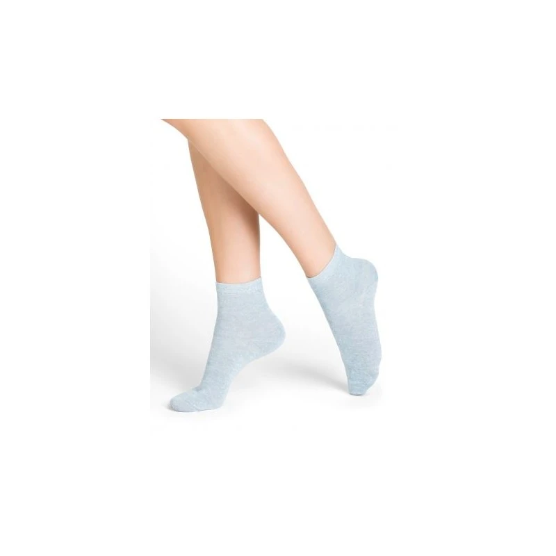 Socquettes En Lin Et Coton Uni - BleuForĂȘt