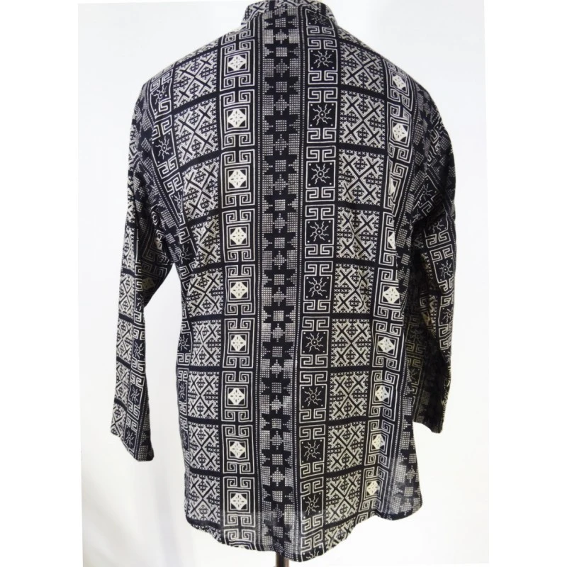 Chemise Tribu Bambou Patchwork Noir En Coton - Yak Hotel â Image 3