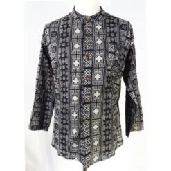 Chemise Tribu Bambou Patchwork Noir En Coton - Yak Hotel