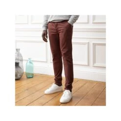Chino Clark Slim Bordeau En Coton Bio - La Gentle Factory