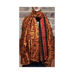 Etole En Soie Naturelle Imprimé Orangé - Phil De Soie