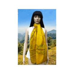 Foulard En Soie Naturelle Imprimé Jaune - Phil De Soie