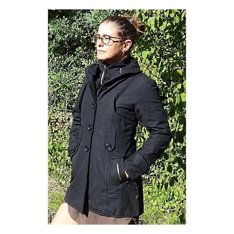 Manteau Noir En Coton - Bamboo's Fashion â Image 2