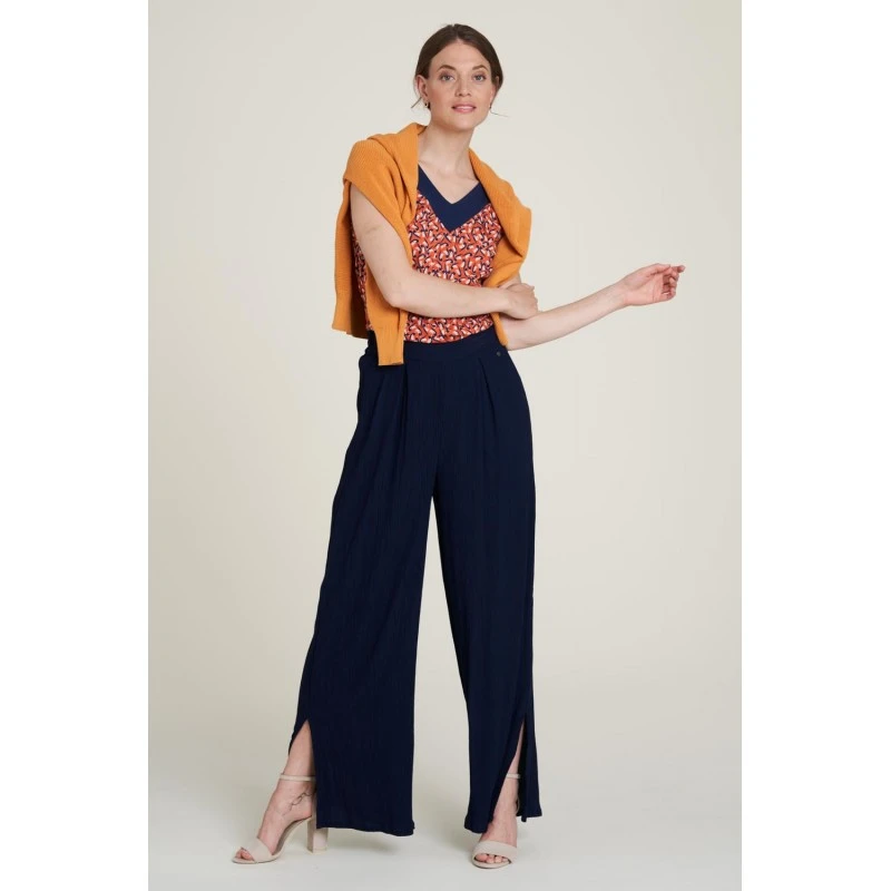 Pantalon Navy En Viscose Ecovero - Tranquillo