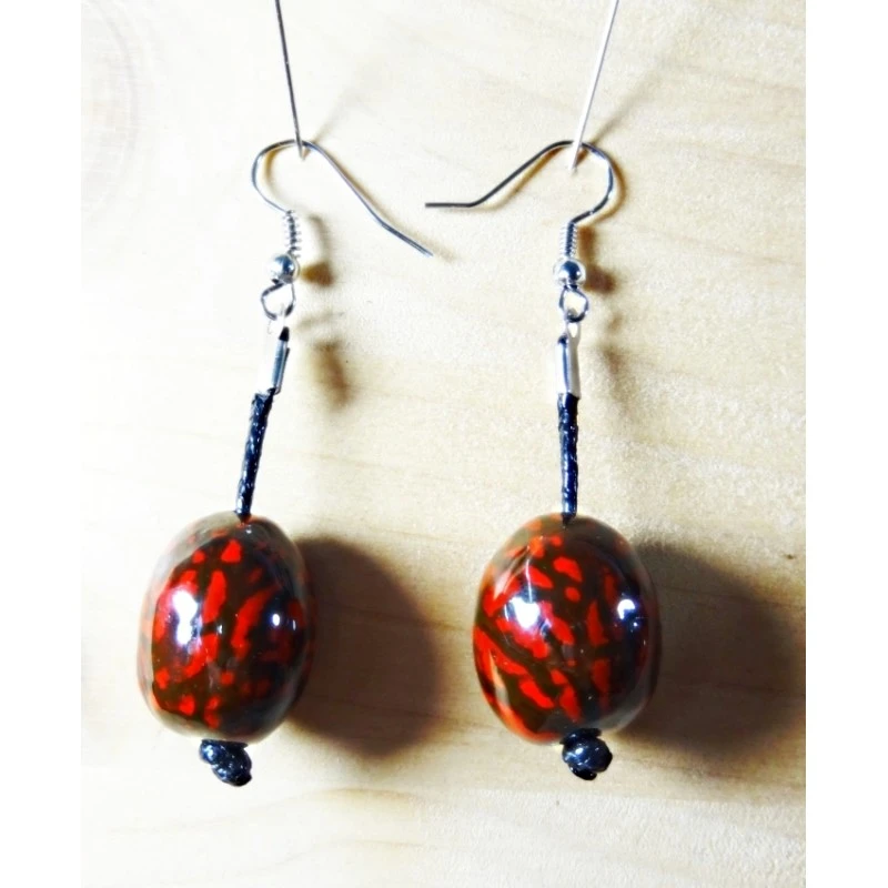 Parure Solitaire Rouge En Tagua â Image 3