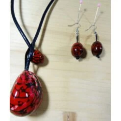Parure Solitaire Rouge En Tagua