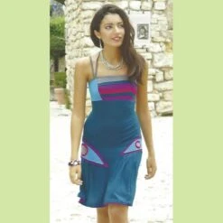 Robe à Bretelle En Coton Bleu - Bamboo's Fashion