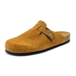 Sabot Uma En Cuir Suede Beige - Natural World