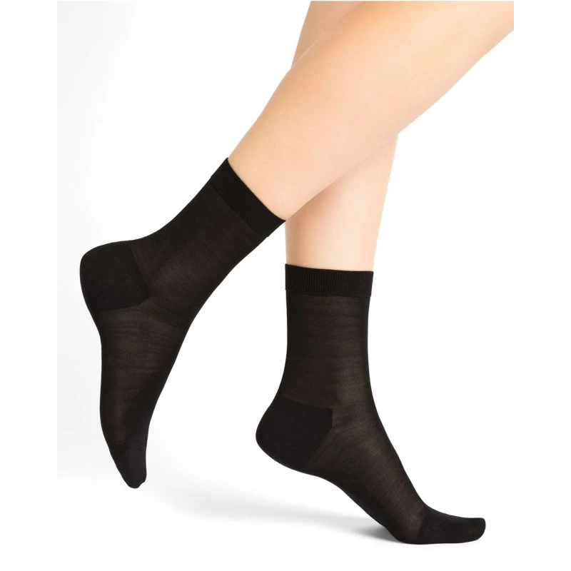 Socquettes 100% Soie Unie - BleuForĂȘt