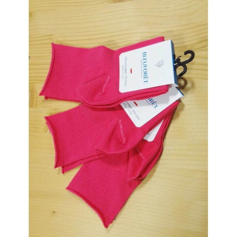 Socquettes Veloutées Coton à Bords Roulés - BleuForêt